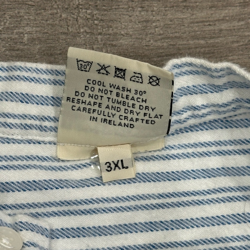 Murphy of Ireland Grandfather Shirt 3XL Collarless Striped Henley Flannel - Picture 8 of 8